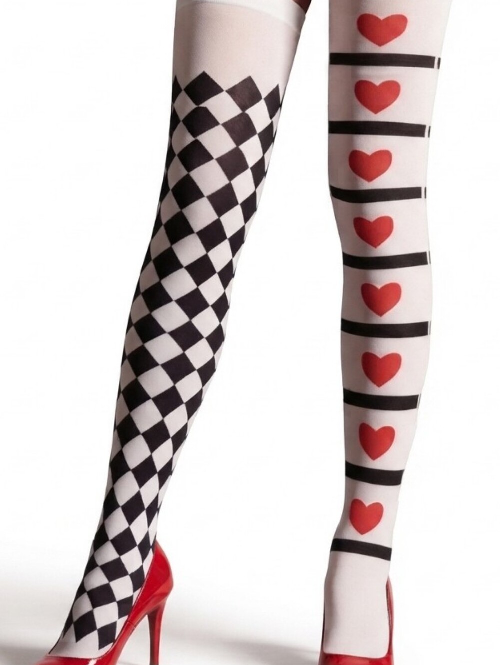 NWT Harlequin Diamond & Heart Queen of Hearts Thigh High Stockings (0336)